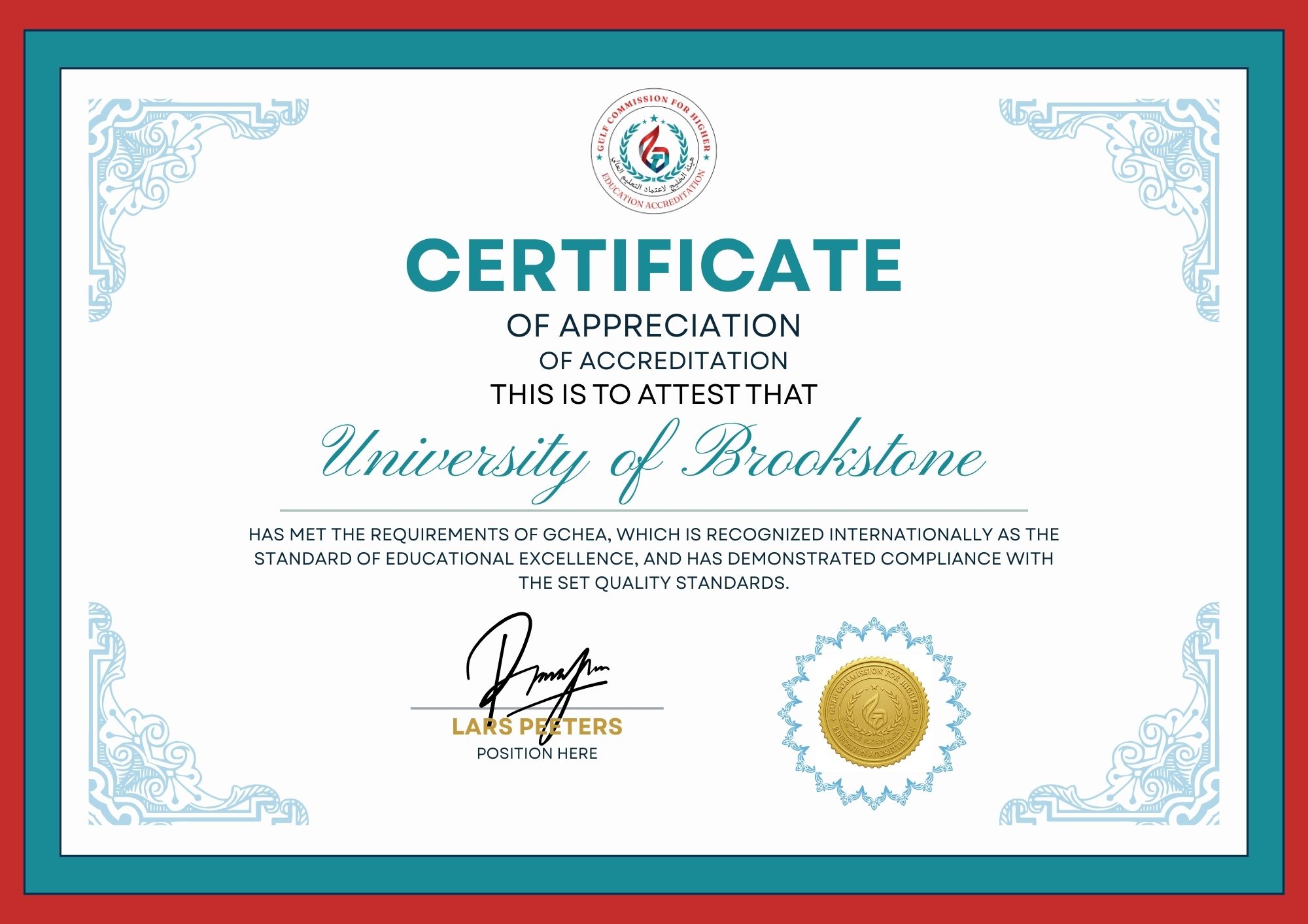 GCHEA Certificate