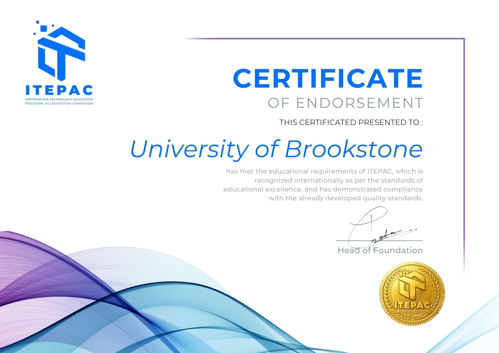 ITEPAC Certificate
